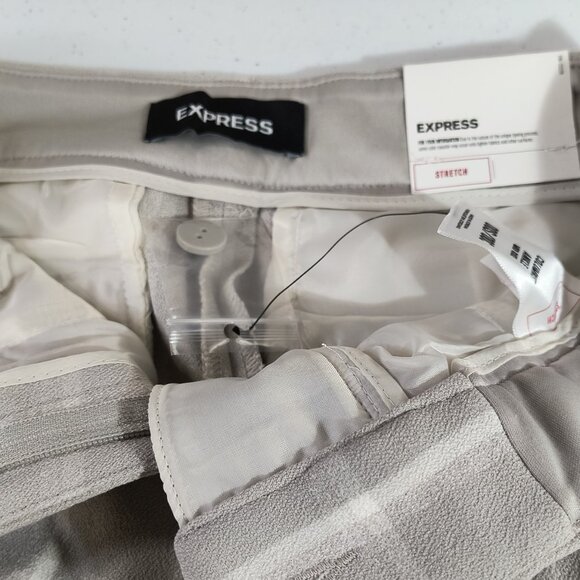 NEW Express Columnist Ankle Mid Rise Size 00 Short Stretch Grey Plaid Pants - Picture 5 of 11